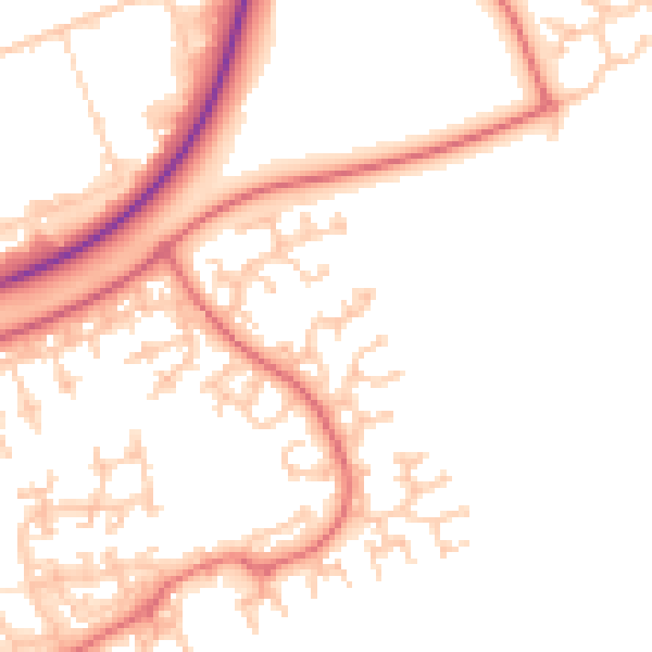 Daytime road noise heatmap for WA3 6QL