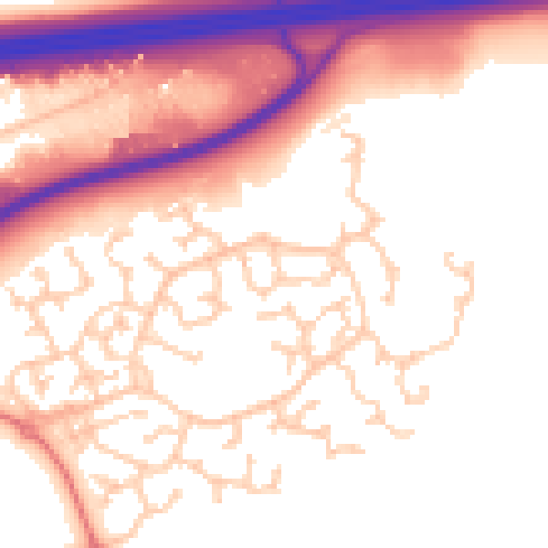 Daytime road noise heatmap for WA3 6SU