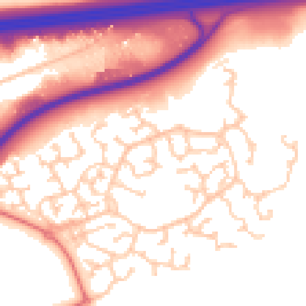 Daytime road noise heatmap for WA3 6TR