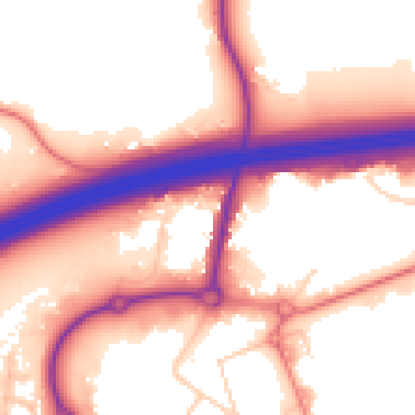 Daytime road noise heatmap for WA3 7AF