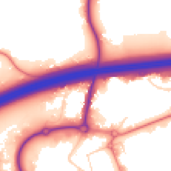 Daytime road noise heatmap for WA3 7AH