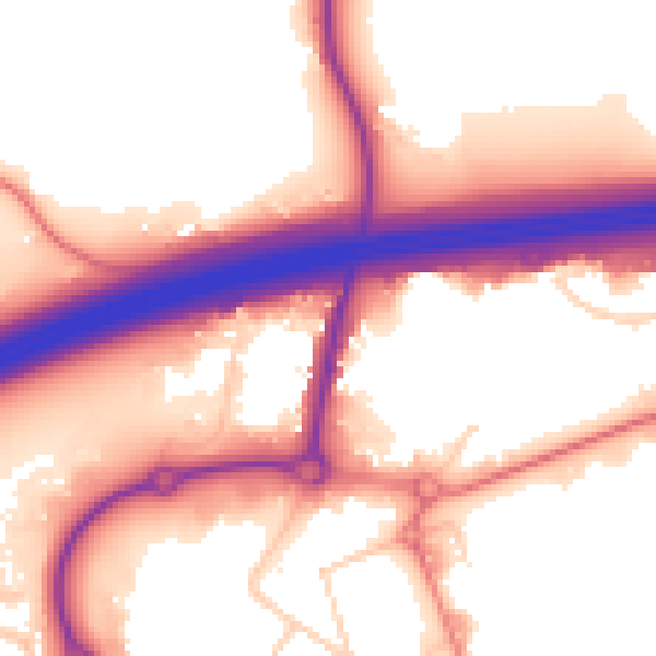 Daytime road noise heatmap for WA3 7AQ