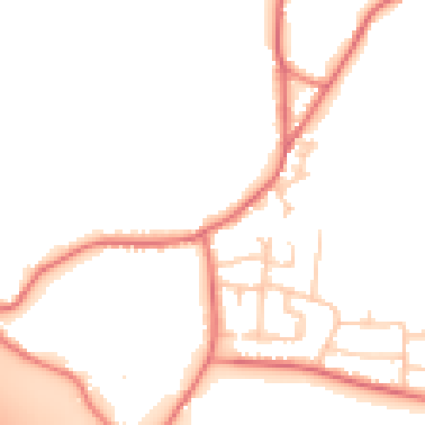 Daytime road noise heatmap for WA3 7DB