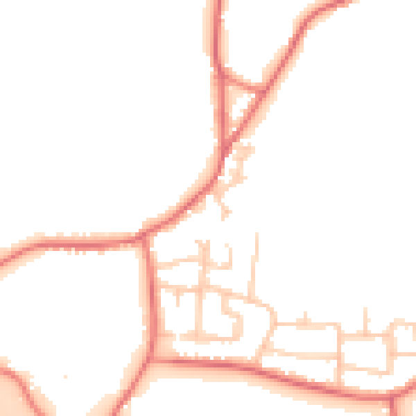 Daytime road noise heatmap for WA3 7DF