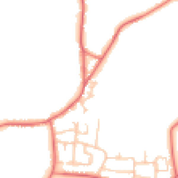Daytime road noise heatmap for WA3 7EN