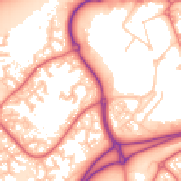 Daytime road noise heatmap for WA3 7NX