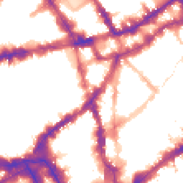 Night-time road noise heatmap for WC2H 0JE