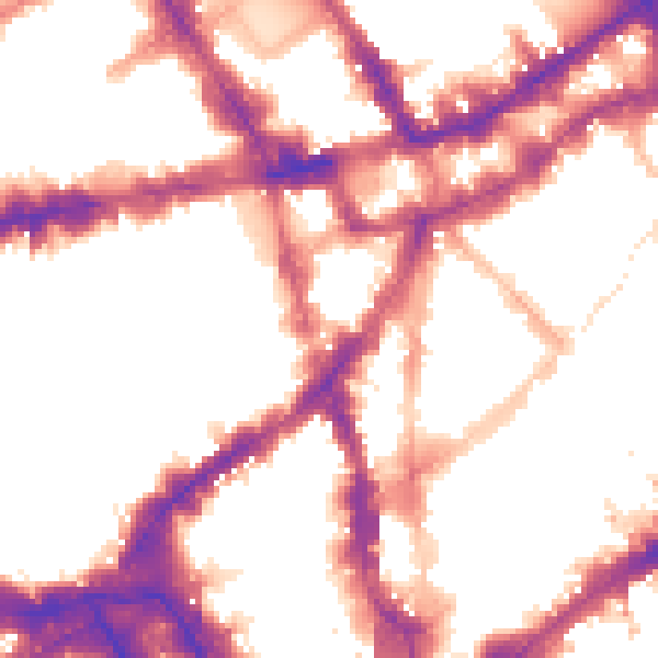 Night-time road noise heatmap for WC2H 0JG
