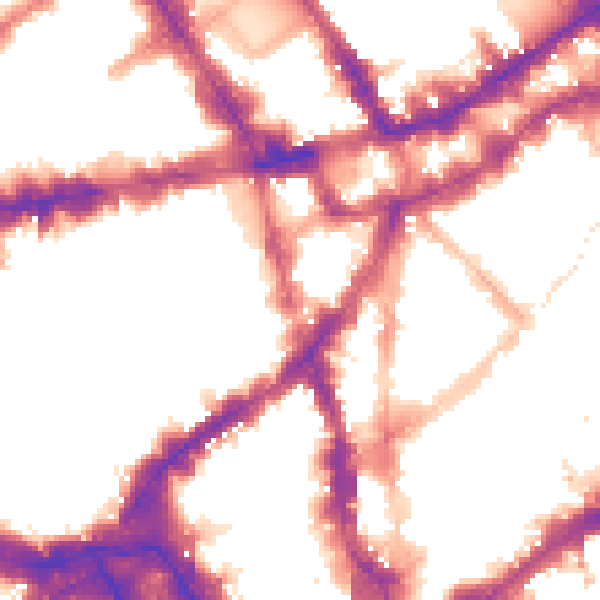 Night-time road noise heatmap for WC2H 0JH