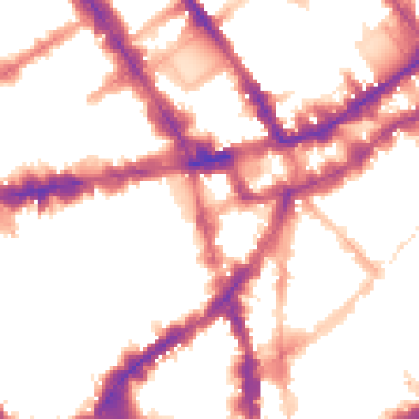 Night-time road noise heatmap for WC2H 0LA