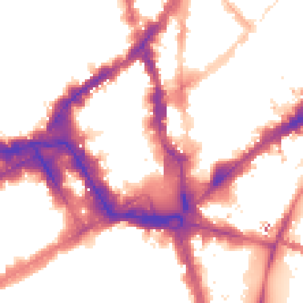 Night-time road noise heatmap for WC2H 7AF