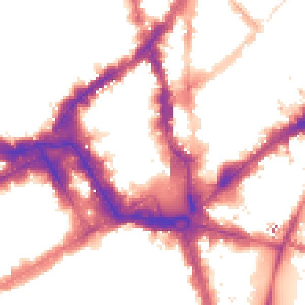 Night-time road noise heatmap for WC2H 7AU