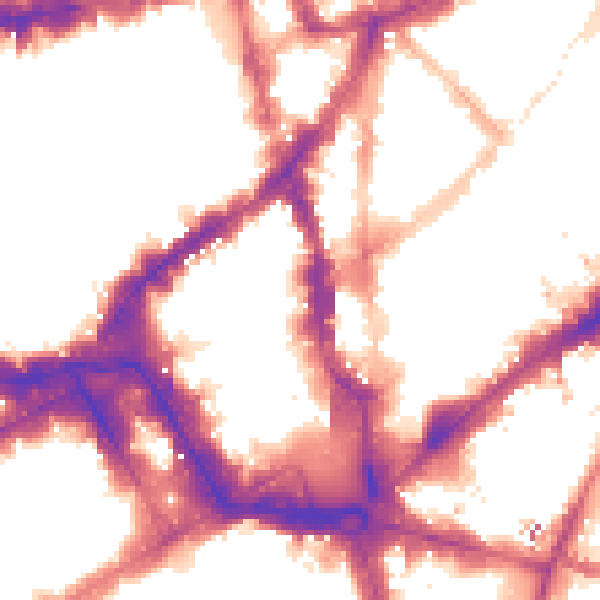 Night-time road noise heatmap for WC2H 7AW