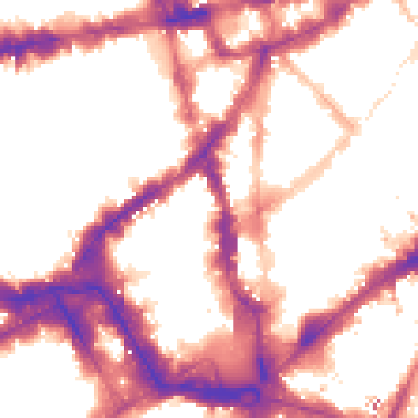 Night-time road noise heatmap for WC2H 7JS