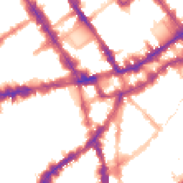 Night-time road noise heatmap for WC2H 8AP