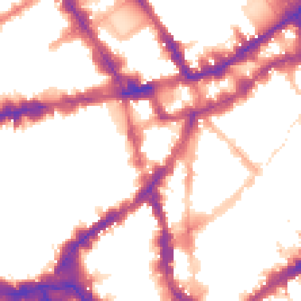 Night-time road noise heatmap for WC2H 8BU