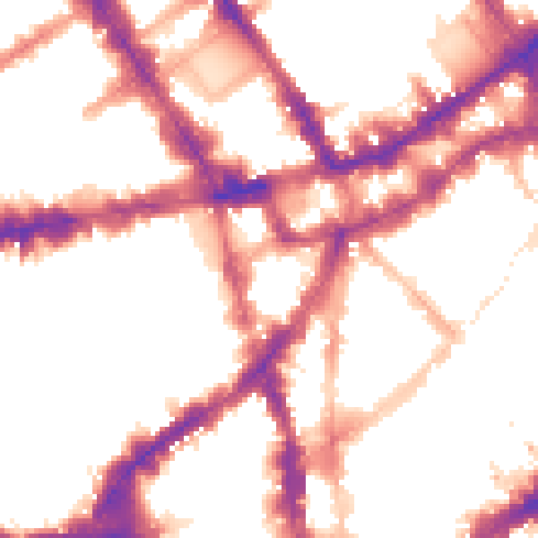 Night-time road noise heatmap for WC2H 8DJ