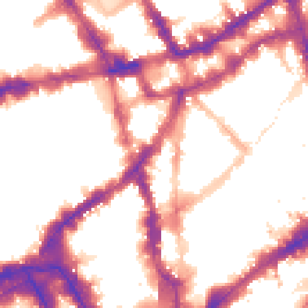 Night-time road noise heatmap for WC2H 8JA