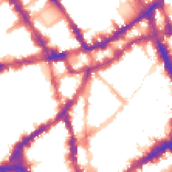 Night-time road noise heatmap for WC2H 8JB