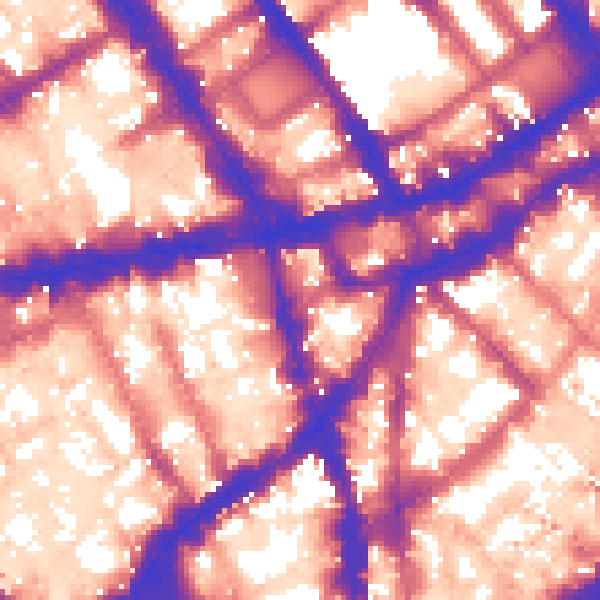 Daytime road noise heatmap for WC2H 8NE