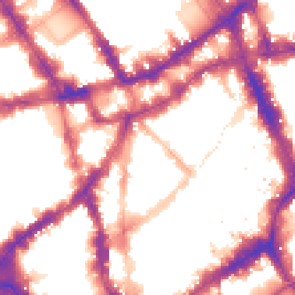 Night-time road noise heatmap for WC2H 9AR