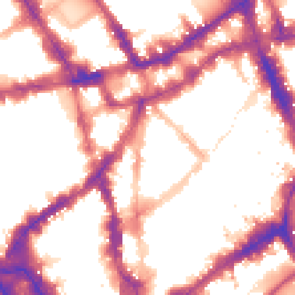 Night-time road noise heatmap for WC2H 9AT