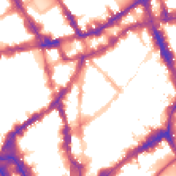 Night-time road noise heatmap for WC2H 9AU