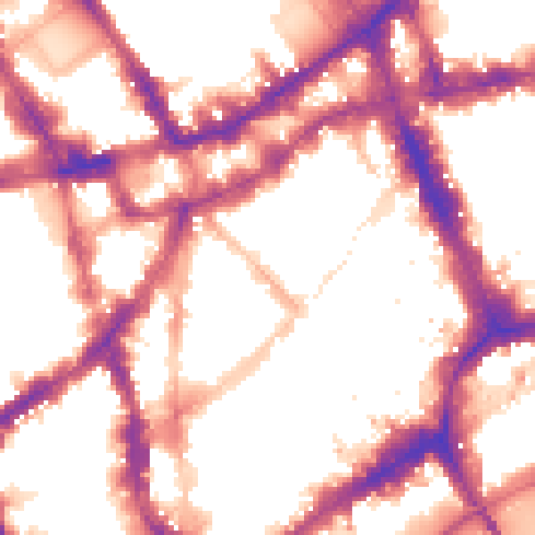 Night-time road noise heatmap for WC2H 9BD