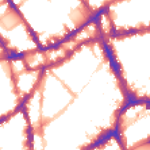 Night-time road noise heatmap for WC2H 9BH