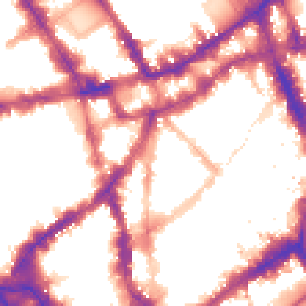 Night-time road noise heatmap for WC2H 9DD