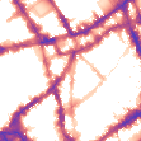 Night-time road noise heatmap for WC2H 9HB