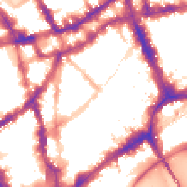 Night-time road noise heatmap for WC2H 9SE