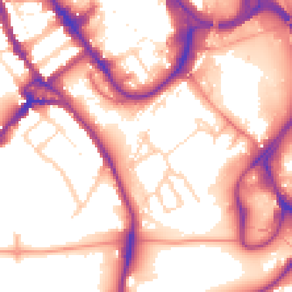 Daytime road noise heatmap for WD18 0AY