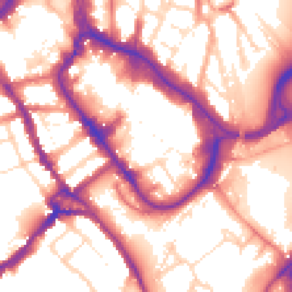 Daytime road noise heatmap for WD18 0BG