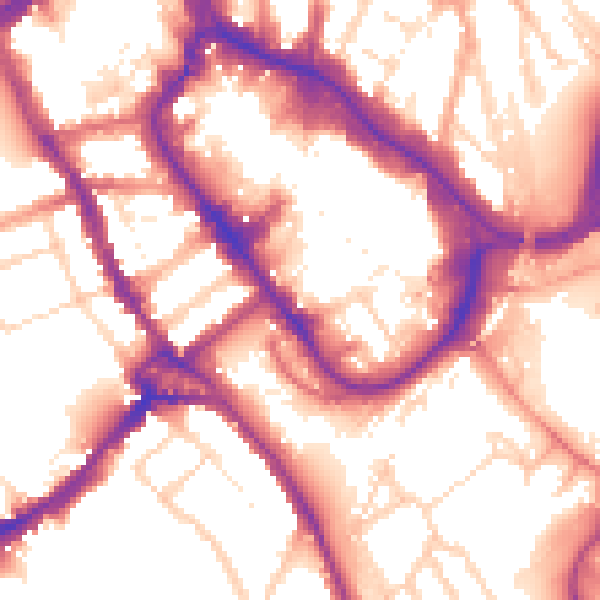 Daytime road noise heatmap for WD18 0BS