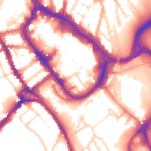 Daytime road noise heatmap for WD18 0BW