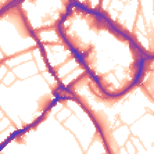 Daytime road noise heatmap for WD18 0DE