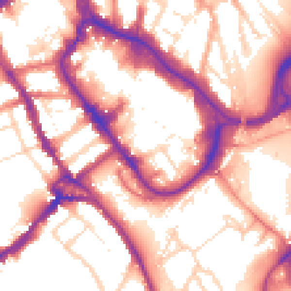 Daytime road noise heatmap for WD18 0DF
