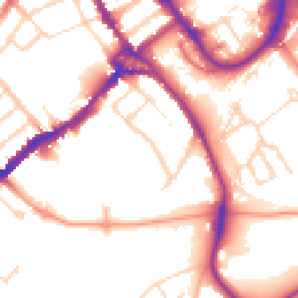 Daytime road noise heatmap for WD18 0DN