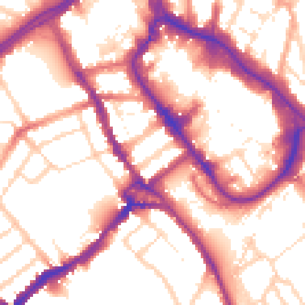 Daytime road noise heatmap for WD18 0EE