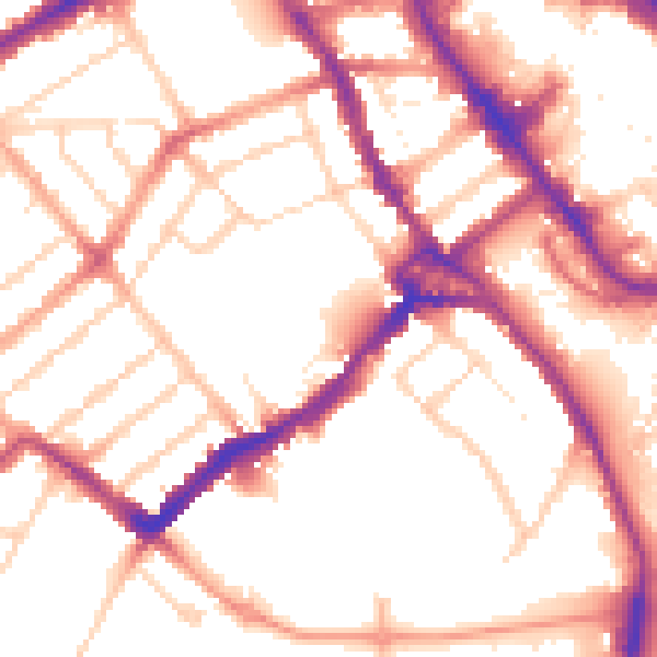 Daytime road noise heatmap for WD18 0ET