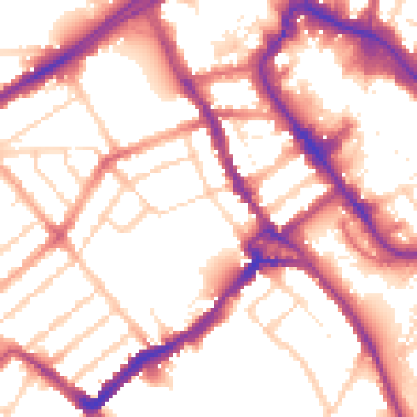 Daytime road noise heatmap for WD18 0HG