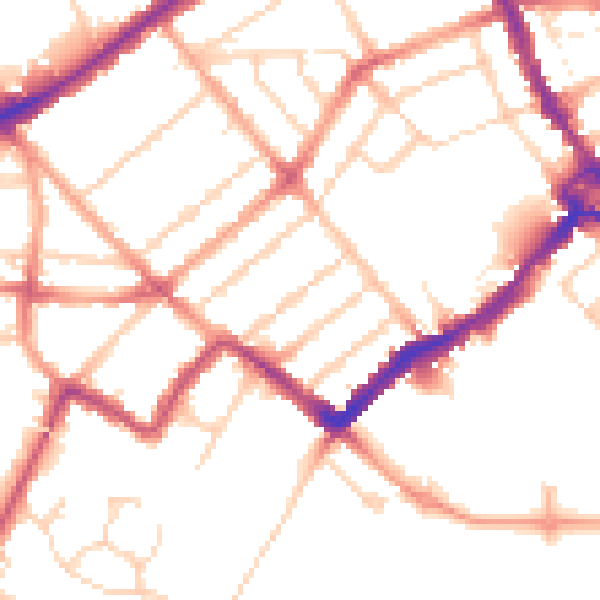 Daytime road noise heatmap for WD18 0HN