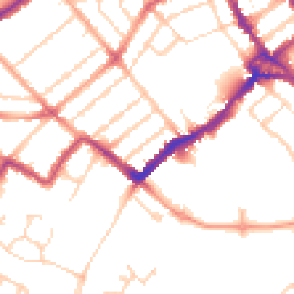 Daytime road noise heatmap for WD18 0HT
