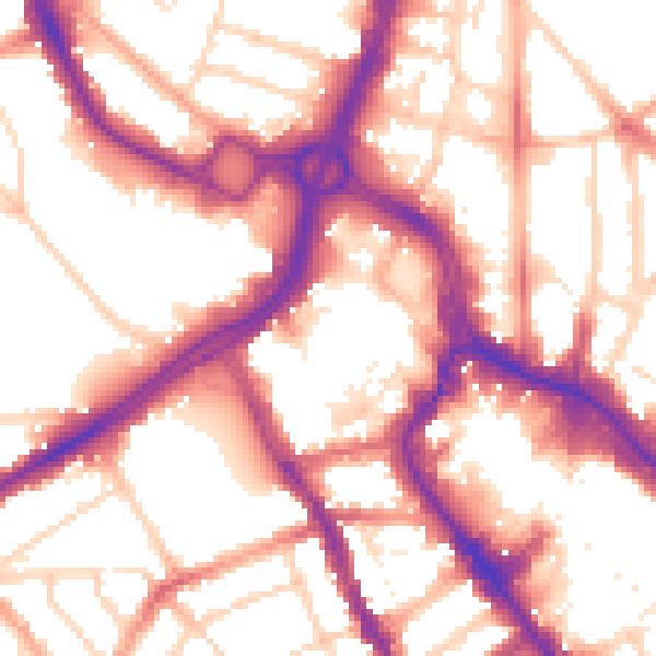Daytime road noise heatmap for WD18 0JR