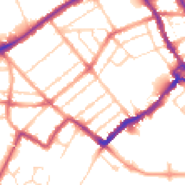 Daytime road noise heatmap for WD18 0LA