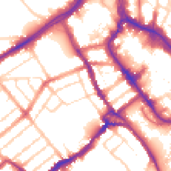Daytime road noise heatmap for WD18 0ND