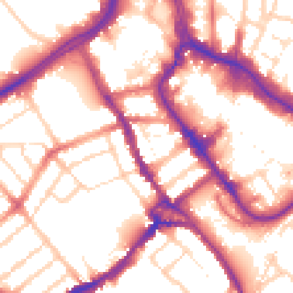Daytime road noise heatmap for WD18 0QE