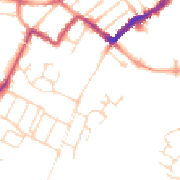 Daytime road noise heatmap for WD18 6AD