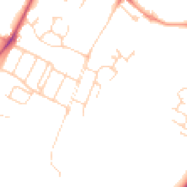 Daytime road noise heatmap for WD18 6LG